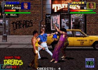 In-game screen of the game Guardians of the Hood on MAME
