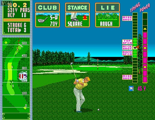 In-game screen of the game Jumbo Ozaki Super Masters Golf on MAME