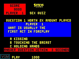 In-game screen of the game Sex Triv on MAME