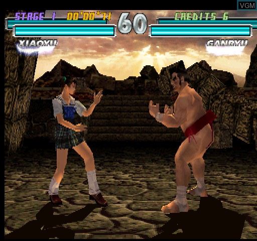 In-game screen of the game Tekken Tag Tournament on MAME