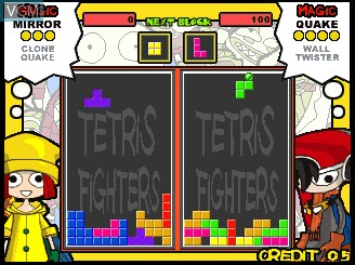 In-game screen of the game Tetris Fighters on MAME