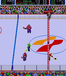 In-game screen of the game Blades of Steel on MAME