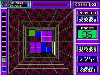 In-game screen of the game Block Out on MAME