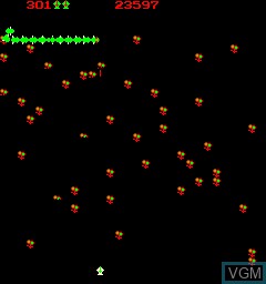 In-game screen of the game Centipede on MAME