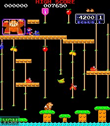 In-game screen of the game Donkey Kong Junior on MAME