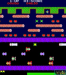 In-game screen of the game Frogger on MAME