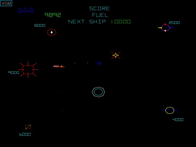 In-game screen of the game Gravitar on MAME