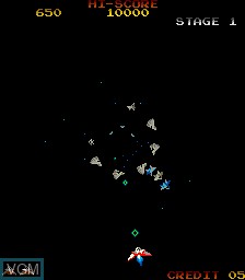 In-game screen of the game Gyruss on MAME