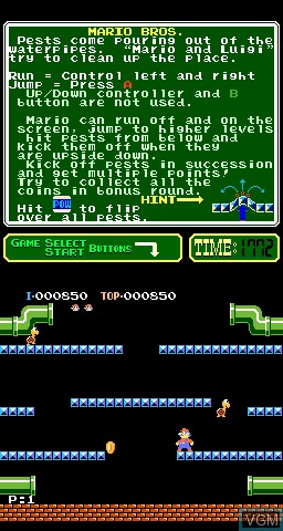 In-game screen of the game PlayChoice-10 - Mario Bros. on MAME