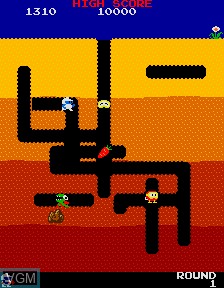 In-game screen of the game Dig Dug on MAME
