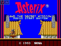 Title screen of the game Asterix and the Secret Mission on Sega Master System