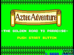 Title screen of the game Aztec Adventure on Sega Master System