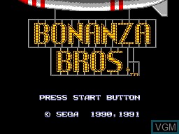 Title screen of the game Bonanza Bros. on Sega Master System