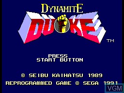 Title screen of the game Dynamite Duke on Sega Master System