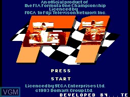 Title screen of the game F1 on Sega Master System