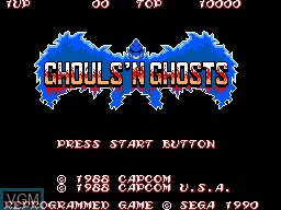 Title screen of the game Ghouls 'N Ghosts on Sega Master System
