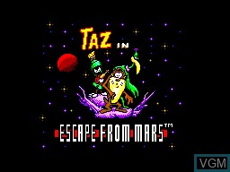 Title screen of the game Taz in Escape from Mars on Sega Master System
