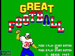 Title screen of the game Great Football on Sega Master System