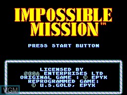 Title screen of the game Impossible Mission on Sega Master System