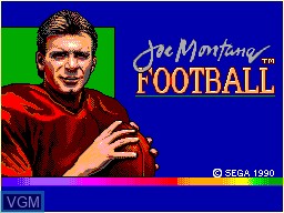 Title screen of the game Joe Montana Football on Sega Master System