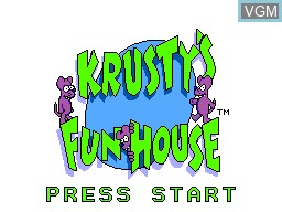 Title screen of the game Krusty's Fun House on Sega Master System