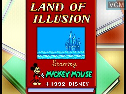 Title screen of the game Land of Illusion Starring Mickey Mouse on Sega Master System