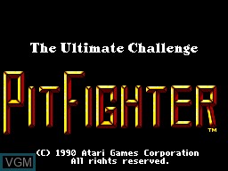 Title screen of the game Pit-Fighter on Sega Master System