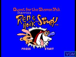 Title screen of the game Quest for the Shaven Yak Starring Ren & Stimpy on Sega Master System