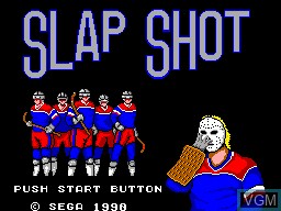 Title screen of the game Slap Shot on Sega Master System