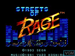 Title screen of the game Streets of Rage on Sega Master System