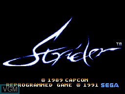 Title screen of the game Strider on Sega Master System