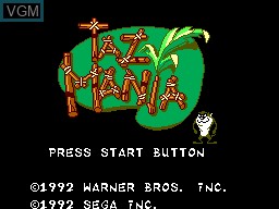 Title screen of the game Taz - Mania on Sega Master System