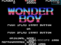 Title screen of the game Wonder Boy on Sega Master System