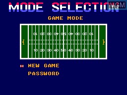 Menu screen of the game American Pro Football on Sega Master System