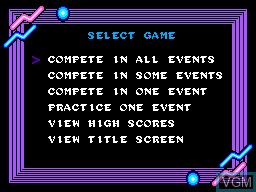 Menu screen of the game California Games on Sega Master System