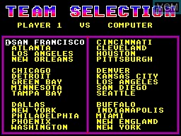Menu screen of the game Joe Montana Football on Sega Master System