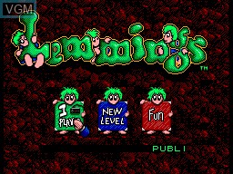 Menu screen of the game Lemmings on Sega Master System