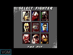 Menu screen of the game Mortal Kombat 3 on Sega Master System