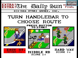 Menu screen of the game Paperboy on Sega Master System