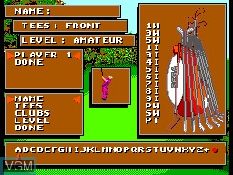 Menu screen of the game Sega World Tournament Golf on Sega Master System