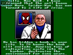 Menu screen of the game Spider-Man vs The Kingpin on Sega Master System