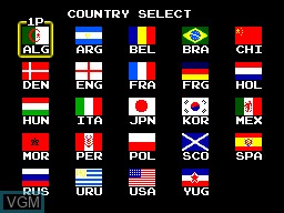 Menu screen of the game Tecmo World Cup '93 on Sega Master System