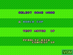 Menu screen of the game World Cup Italia '90 on Sega Master System
