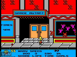 In-game screen of the game Simpsons, The - Bart vs. the Space Mutants on Sega Master System