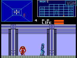 In-game screen of the game Cyborg Hunter on Sega Master System