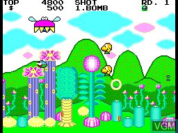 In-game screen of the game Fantasy Zone on Sega Master System