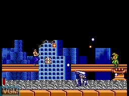 In-game screen of the game Forgotten Worlds on Sega Master System