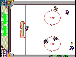 In-game screen of the game Great Ice Hockey on Sega Master System