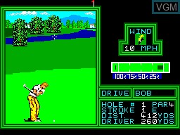 In-game screen of the game PGA Tour Golf on Sega Master System