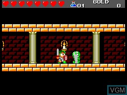 In-game screen of the game Wonder Boy III - The Dragon's Trap on Sega Master System